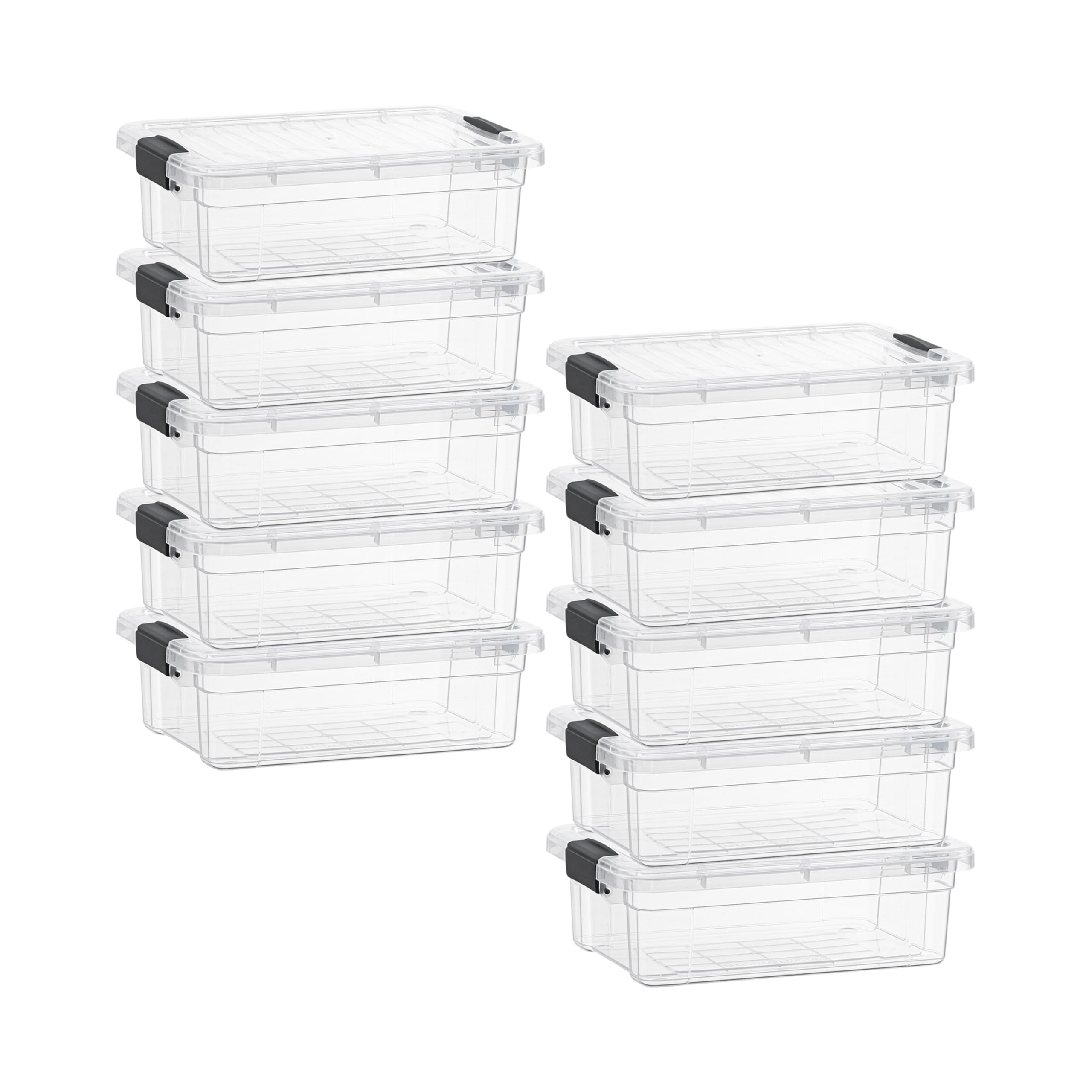 Superio 4.5 Quart Clear Plastic Storage Containers with Lids, Stackable Organizer Bins, BPA-Free Storage Boxes for Home, Office, Dorm &amp; Classroom, 10 Pack