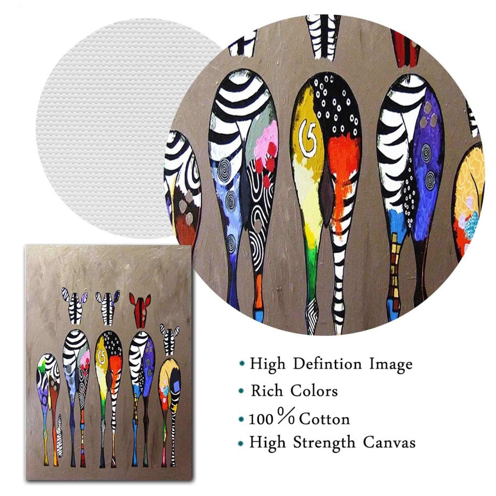 Kunstdruck Auf Leinwand „Zebra-Hintern“ – Buntes Cartoon-Bild, 70x100 Cm, Rahmenlos, Für Wohnzimmer-Deko