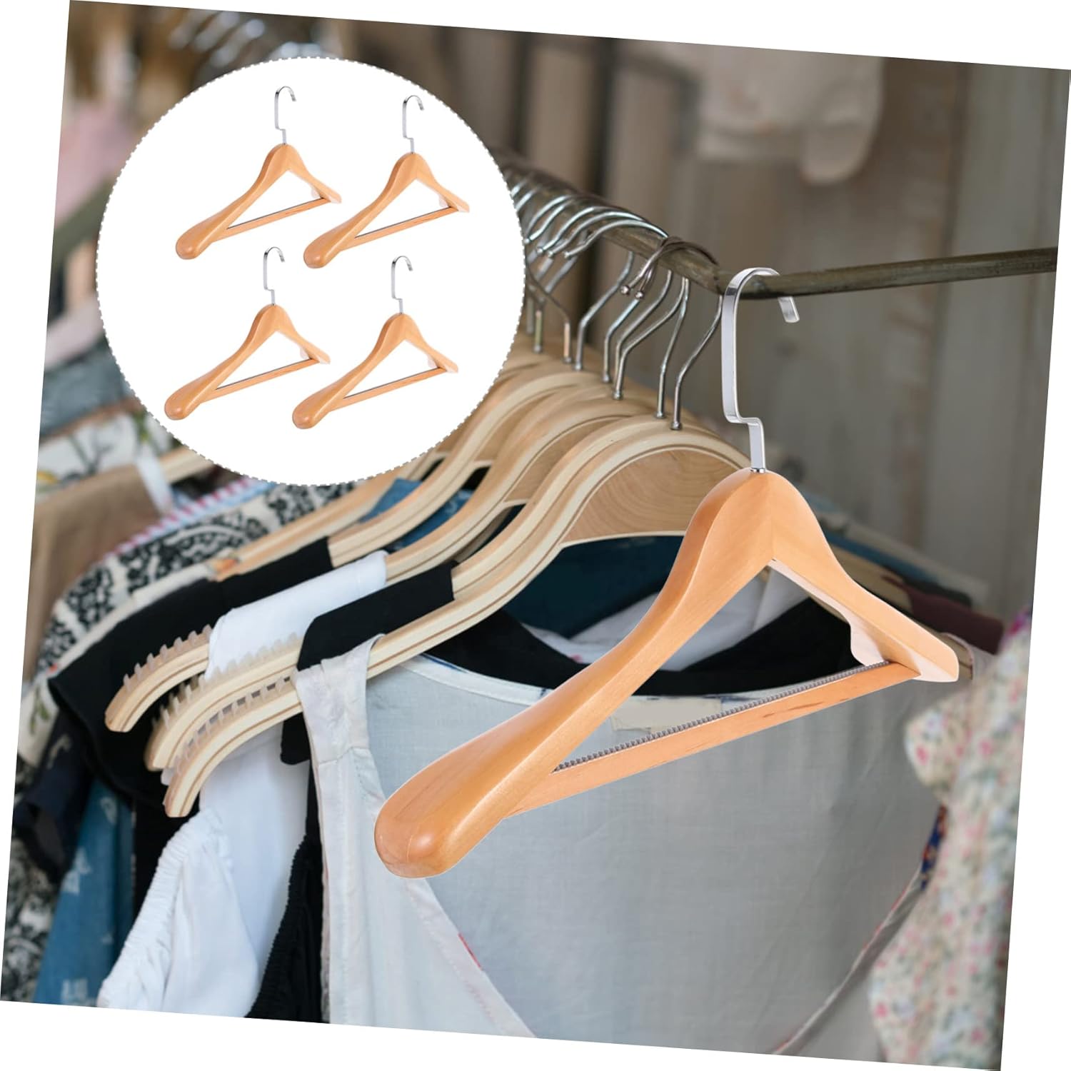4pcs Solid Wood Coat Hangers Suit Hangers with Non-Slip Design for Coats Jackets and Shirts Home Closets and Laundry Rooms