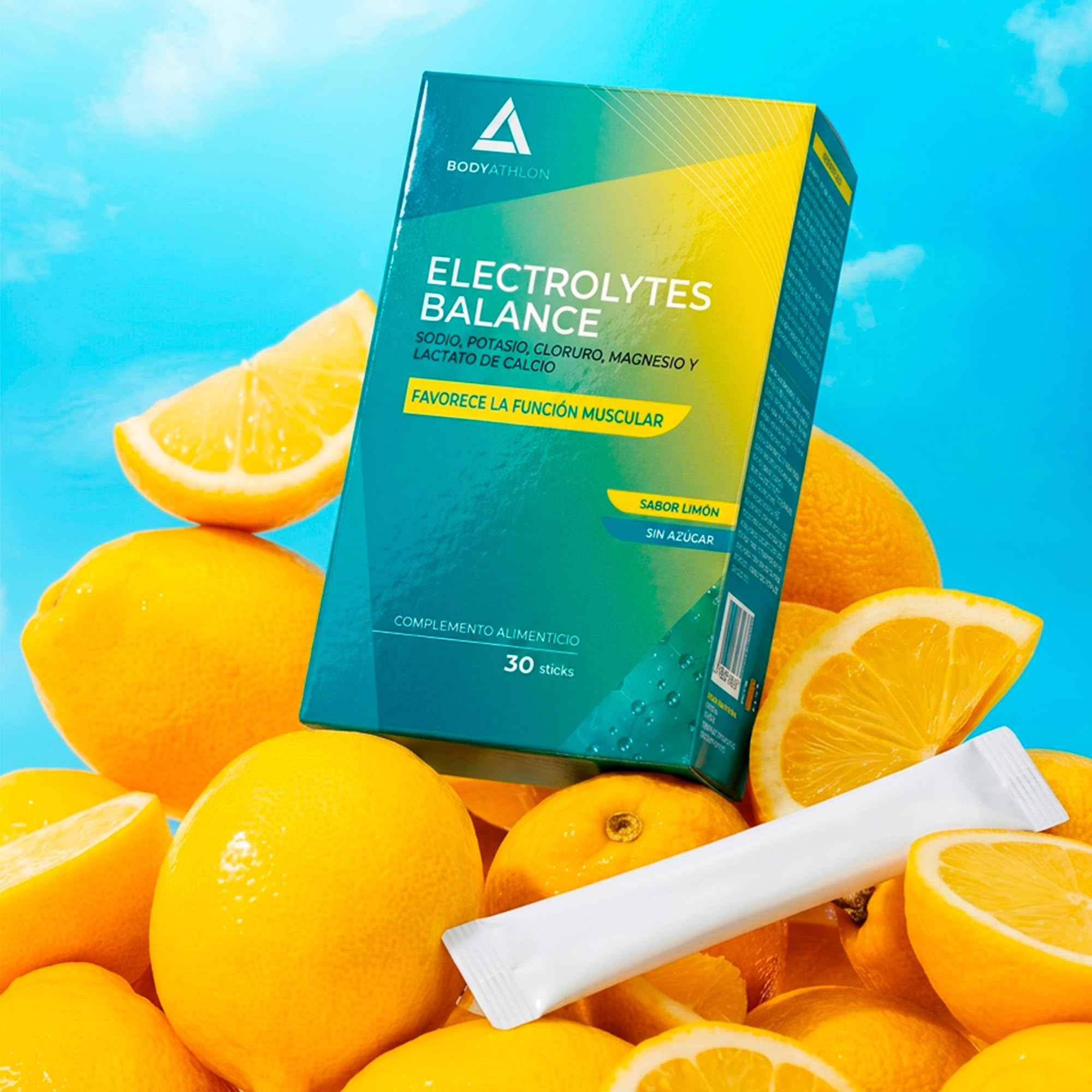 Electrolitos Sin Azucar en Polvo 1779mg Limón| Hidratación + Recuperación| Sodio, Potasio, Cloruro, Magnesio y Lactato de Calcio = Sales Minerales para el Deporte |Electrolytes Bodyathlon