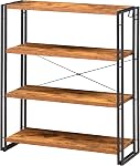 HCHQHS 3-Tier Rustic Wood and Metal Industrial Bookshelf for Home Office, Bedroom, Kitchen, Bathroom (Rustic Brown, 3-Tier(47''W x 33.5''H))