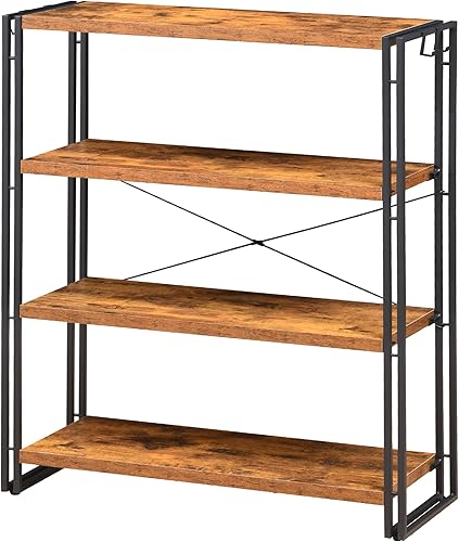 Miniatura 15 de HCHQHS Estantería industrial de madera rústica y metal de 3 niveles para oficina en casa, dormitorio, cocina, baño, 47 pulgadas