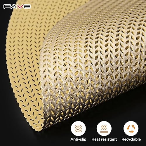 Miniatura 5 de FAVE Juego de 6 manteles individuales redondos de vinilo dorado, diseño de gavilla de trigo de 15 pulgadas, juego de 6 manteles individuales