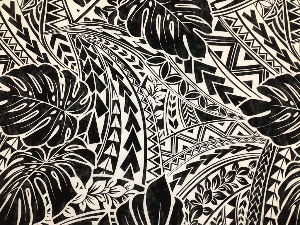 Amazon.com: Black & White Tribal with Monstera Leaf Poly Cotton