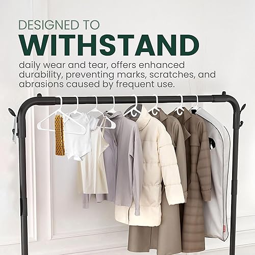 Miniatura 21 de HevraCom Perchas de plástico duraderas, paquete de 50 perchas de plástico blanco con clips para pantalones, faldas, pantalones cortos, camisas