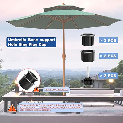 Vista 2 de Juego de 2 piezas de repuesto para sombrilla de patio, base de agujero, anillo de agujero, soporte de tapa de sujeción para base de paraguas pesada