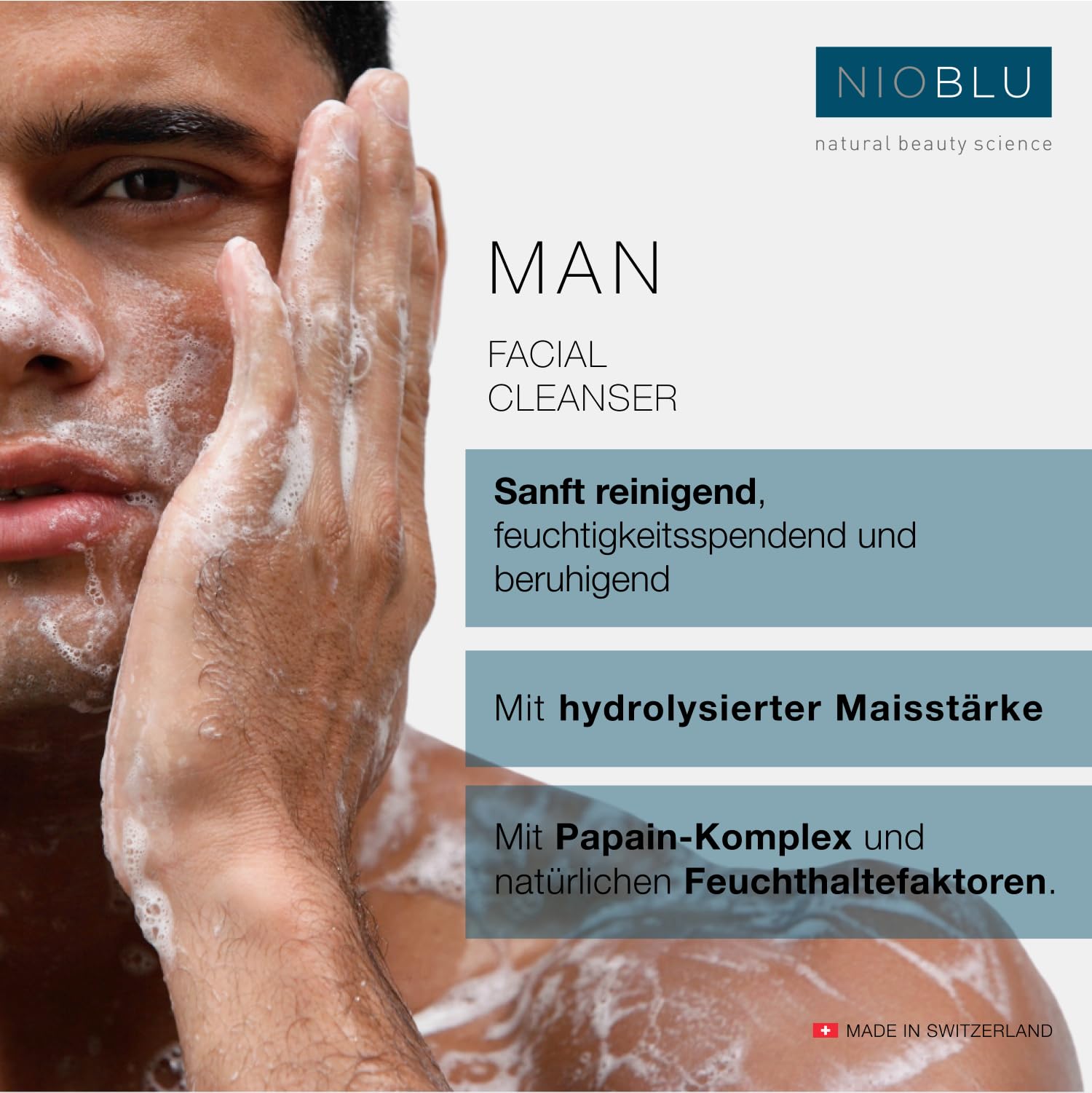 Herren-Set – Gesichtsreiniger + Pre- & Aftershave-Gel + Feuchtigkeitscreme – Komplette Routine für die Hautpflege von Männern – 3 x 100 ml