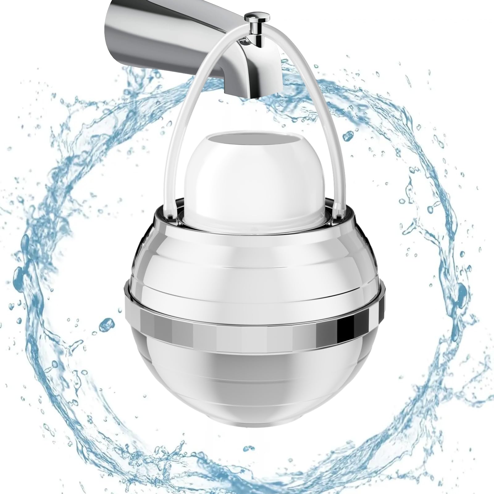Bath Tub Filter, 8 Stages, Chrome Finishing, BPA Free Bathtub Water Filter, Bathtub Water Filter, Silver Chrome Finishing for Healthier Skin and Hair