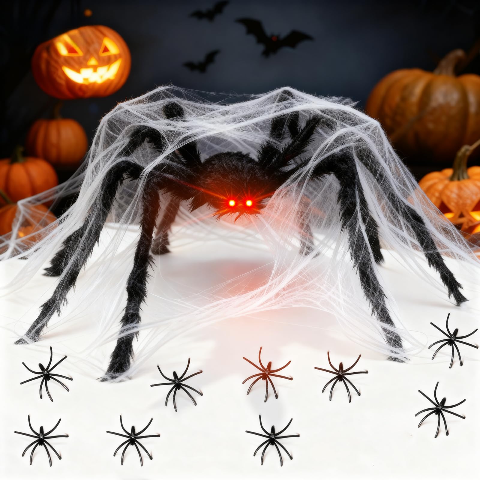 Koboko 100 Ragnetti Di Plastica Neri Per Halloween - Realistici, Piccoli, Decorazioni Da Tavolo E Scherzi, 21x15mm