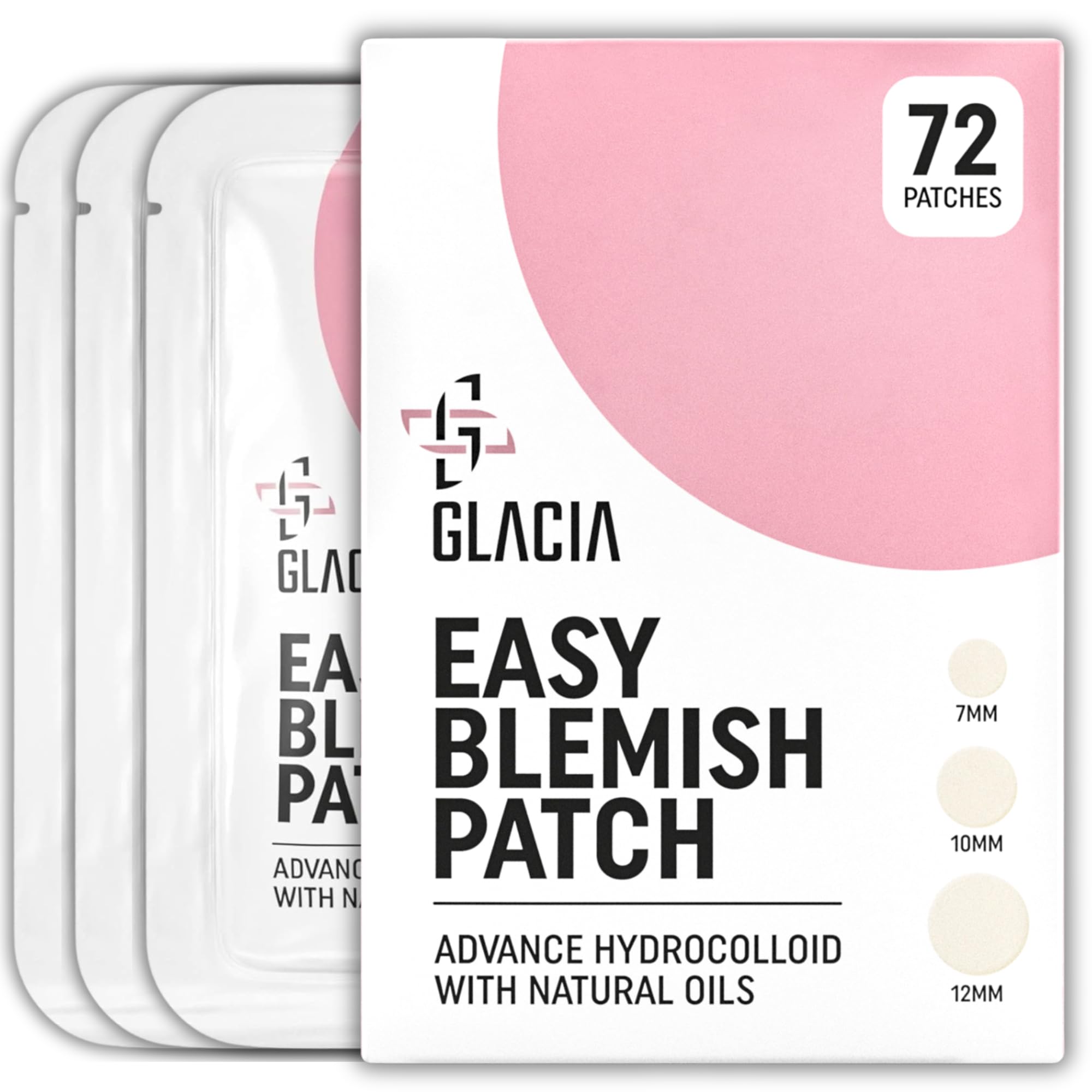 Glacia Pimple Patches 72 Pack of Hydrocolloid Skin Patches for All Skin Types Gentle and Natural Patches for