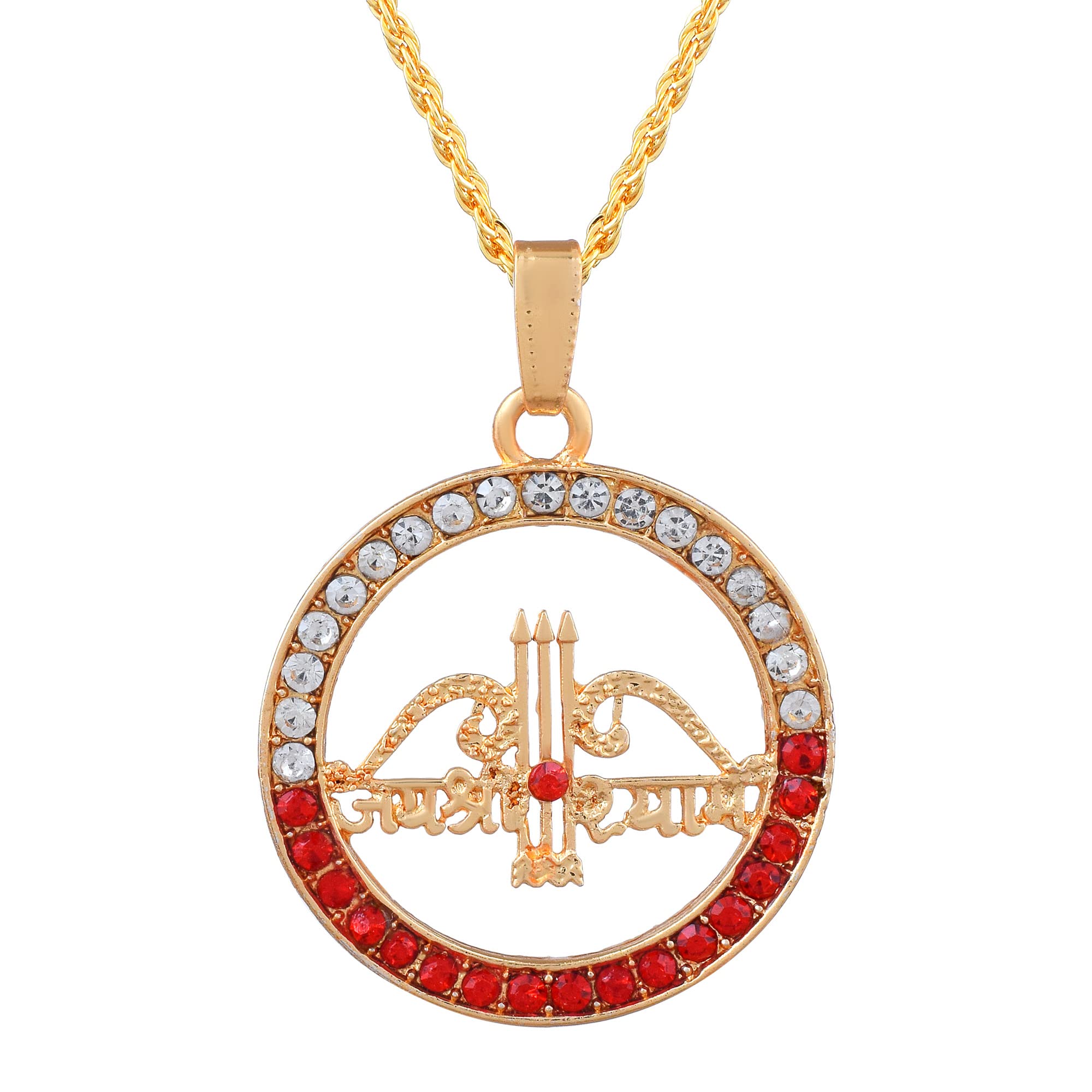 � Gold Cubic Zirconia Studded Khatu Shyam Teen Baan Dhari/?? ???? ????? Pendant Jai Shri Shyam Locket Jewellery For Men and Women-image-19