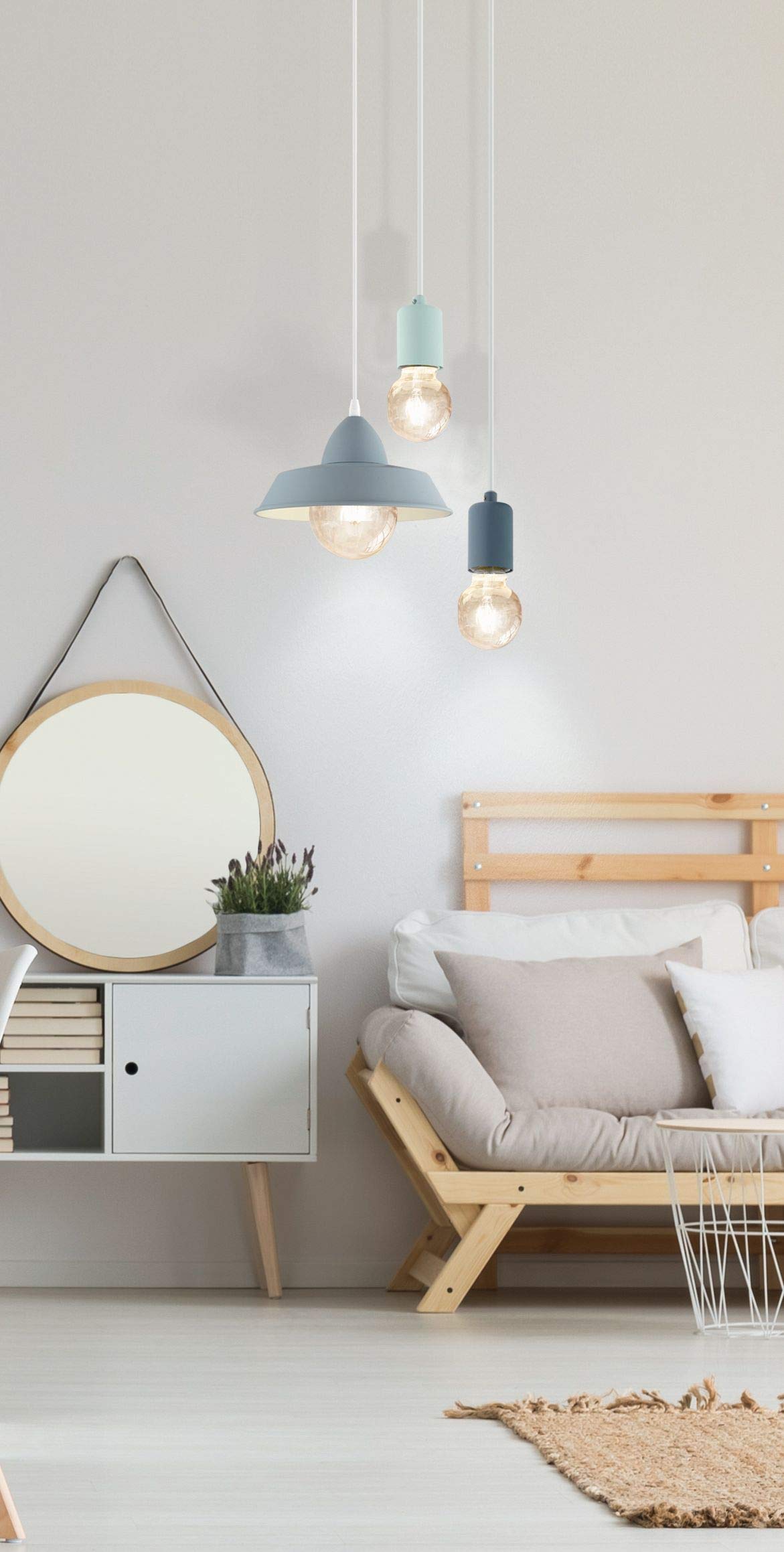 EGLO Hängelampe Yorth-P – Pastell Hellgrün, 150 Cm Lang, E27 Fassung, Pendelleuchte Für Esstisch Oder Wohnzimmer