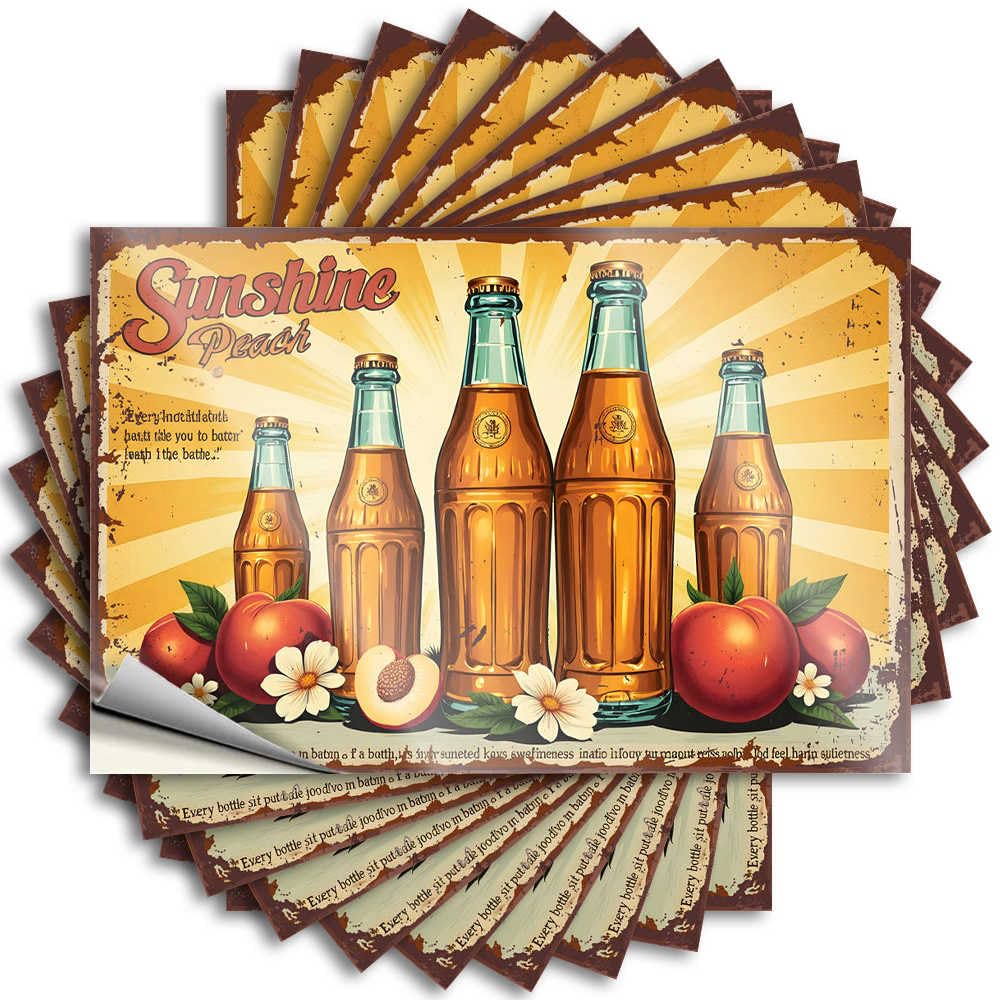 Decal Friends | Personalized Tumbler Sunshine Peach Soda: Refreshing Flavor with Every Bottle for Autumn(6X9CM)