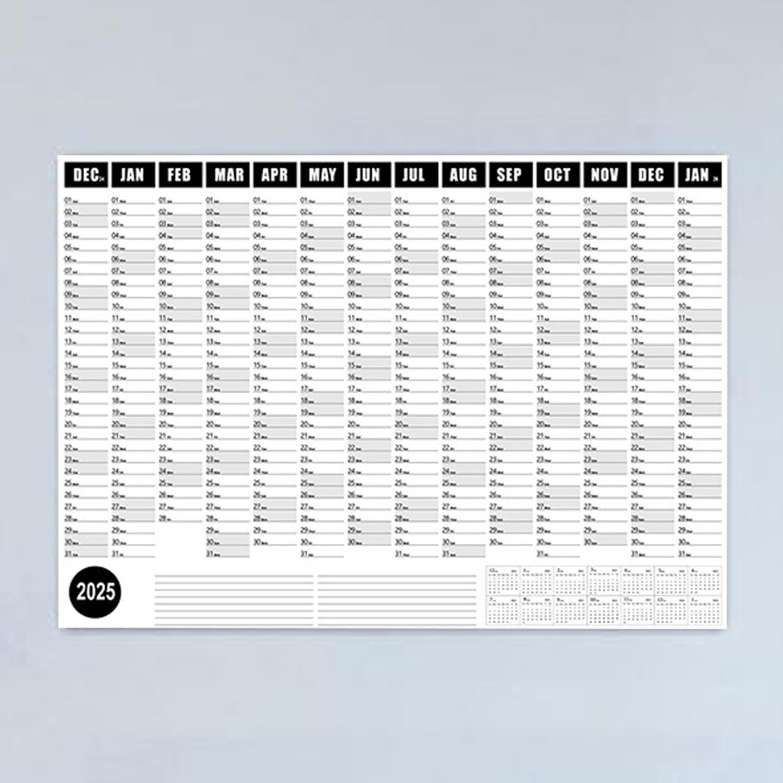 Calendario da Parete 2025 12 , , Robusto e Liscio | Calendario da Parete Organizza Obiettivi e Pianificazione Giornaliera per Scuola, Classe, Casa, Dormitorio, Ufficio e