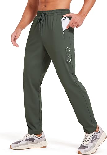 VEOBIKE Men's Track Pants Open Bottom Lightweight Stretch Gym Running Exercise S