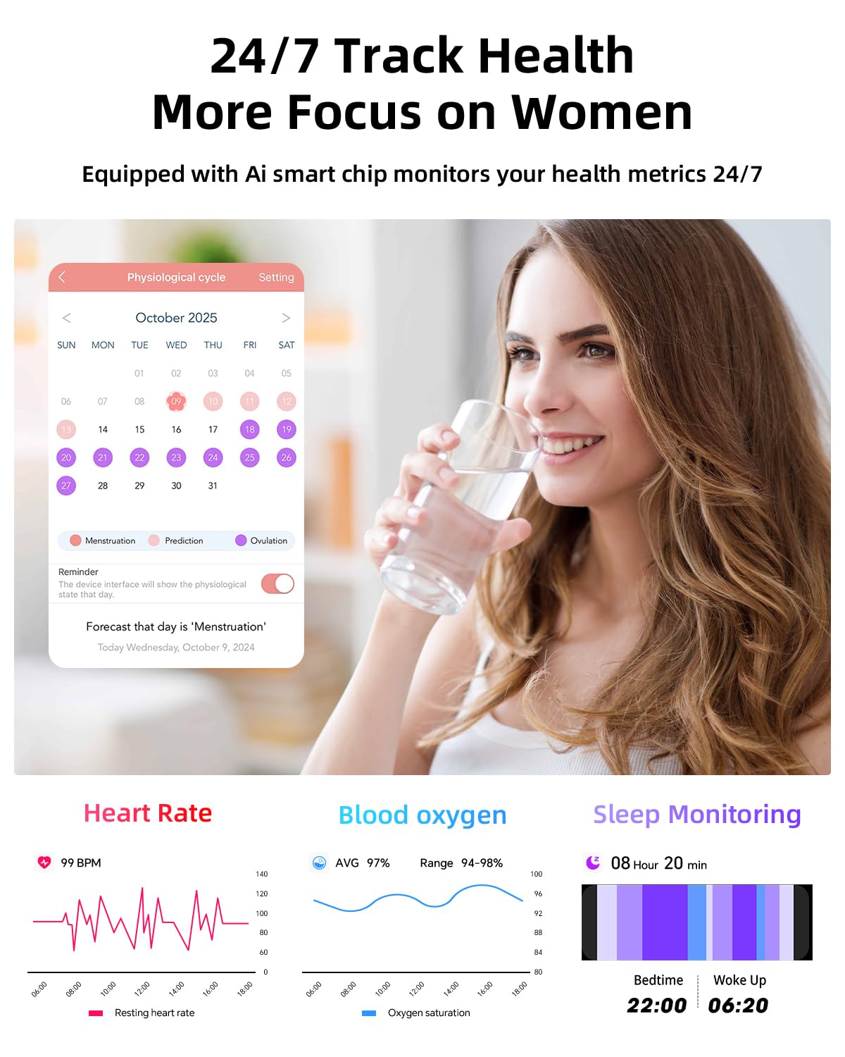 Hwagol Smart Watches for Women Android Phones iPhone Compatible(Bluetooth Call),1.39'' Round Sports Watch Fitness Tracker Heart Rate/SpO2/Sleep Monitor,Pedometer