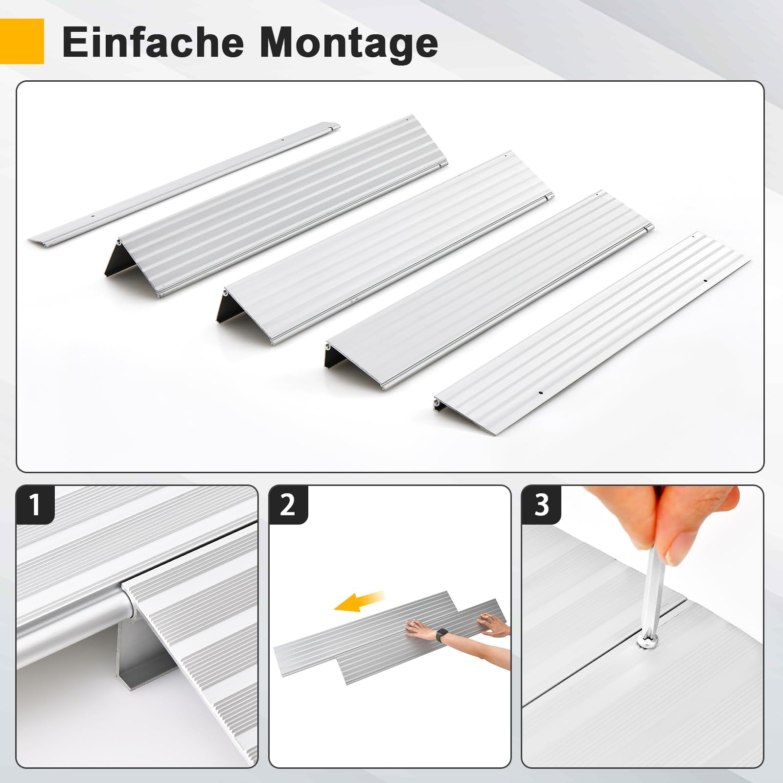 COSTWAY Türschwellenrampe, Rollstuhlrampe Aluminium mit verstellbarem Rampendesign & 317 kg Tragkraft, Bordsteinrampe rutschfest für Rollstuhl, Kinderwagen (10,5 cm Höhe)