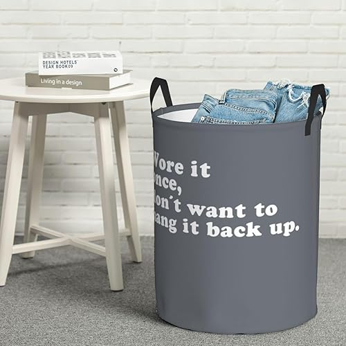 Miniatura 8 de Wore It Once Don't Want to Hang It - Cesta de lavandería plegable impermeable con asa duradera, cesta de almacenamiento circular, bolsa de ropa
