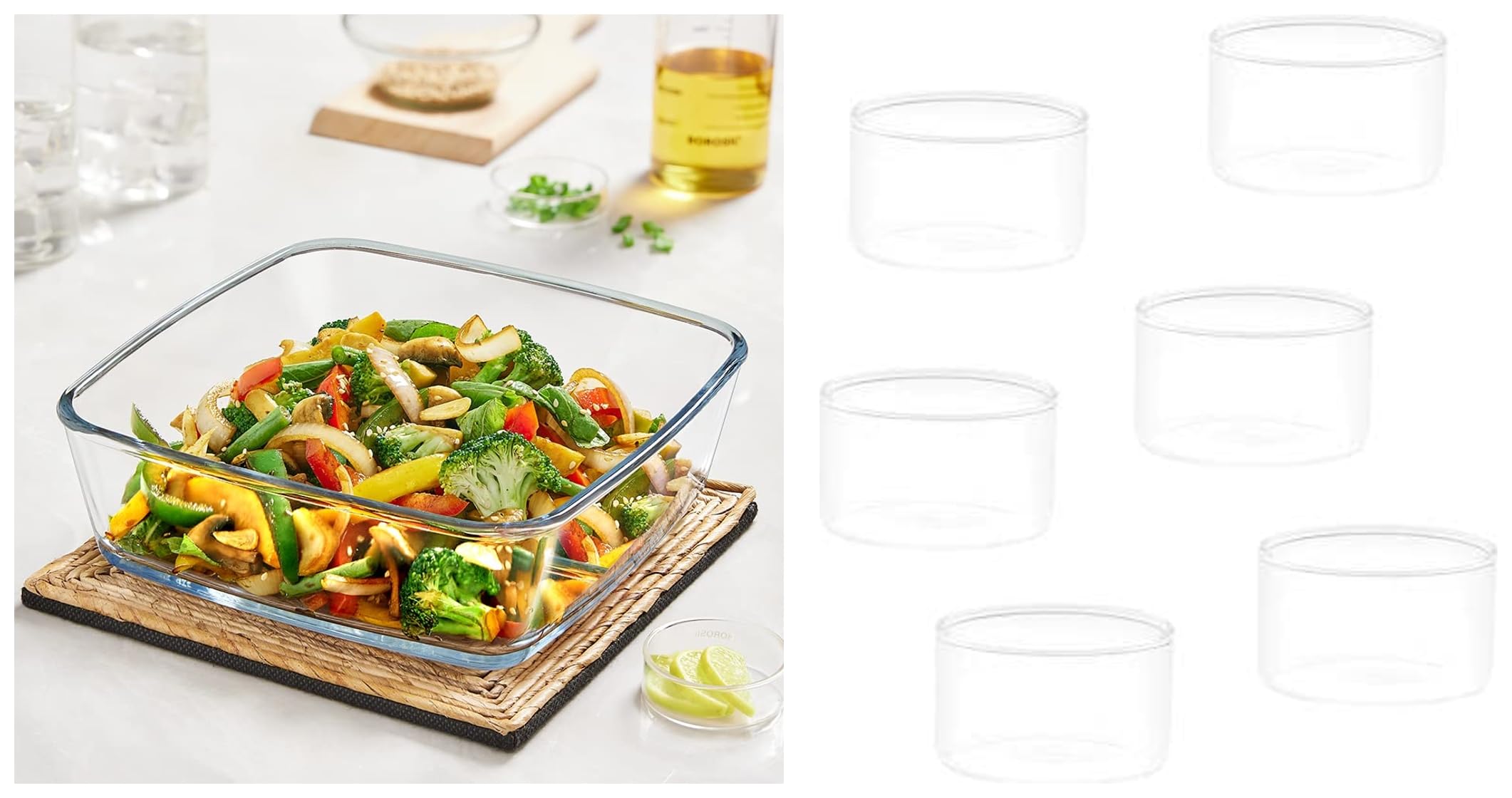 Borosil Glass Baking Dish, 1.6L, Transparent, 1 Piece & Borosil Glass Kattori Bowl - 105 ml, Set of 6, Transparent (B0C99M6R7B) Amazon Price History, Amazon Price Tracker