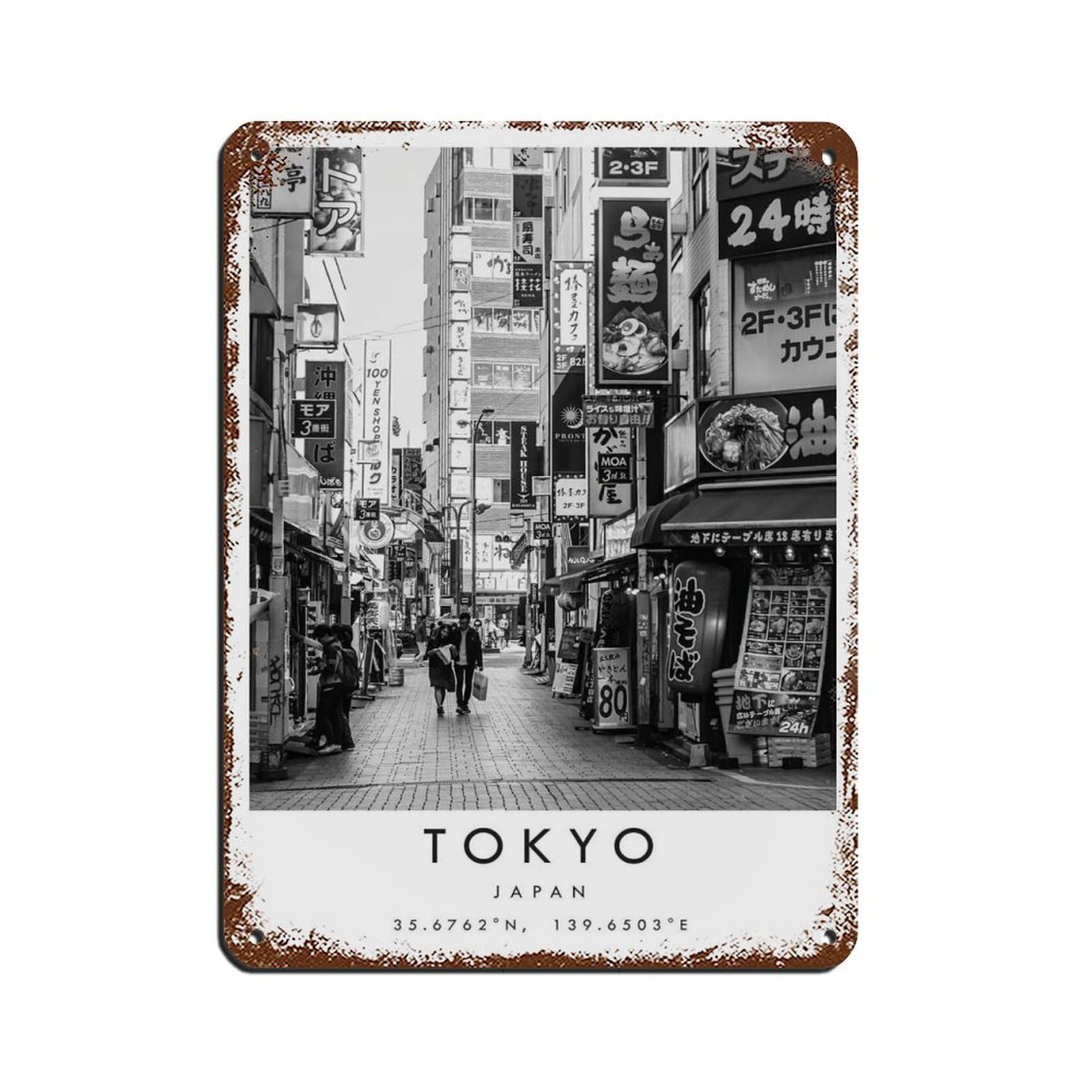 Tokyo Travel, Japan Poster Tin Sign Vintage Metal Pub Club Cafe Bar Home Wall Art Decoration Poster Retro 12x16inch(30x40cm)