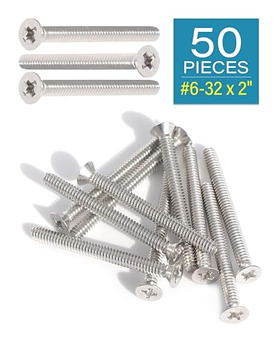 Miniatura 2 de IMScrews Tornillos Phillips de cabeza plana #6-32 x 2", pernos de acero inoxidable 304, paquete de 25