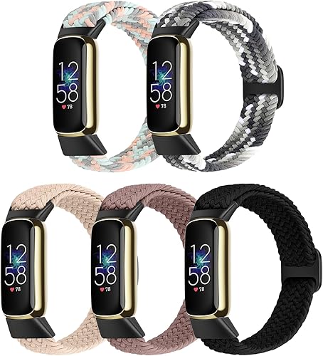 Miniatura 7 de Correas elásticas trenzadas para Fitbit Luxe para mujeres y hombres, correas elásticas de nailon para Fitbit Luxe, 5 paquetes