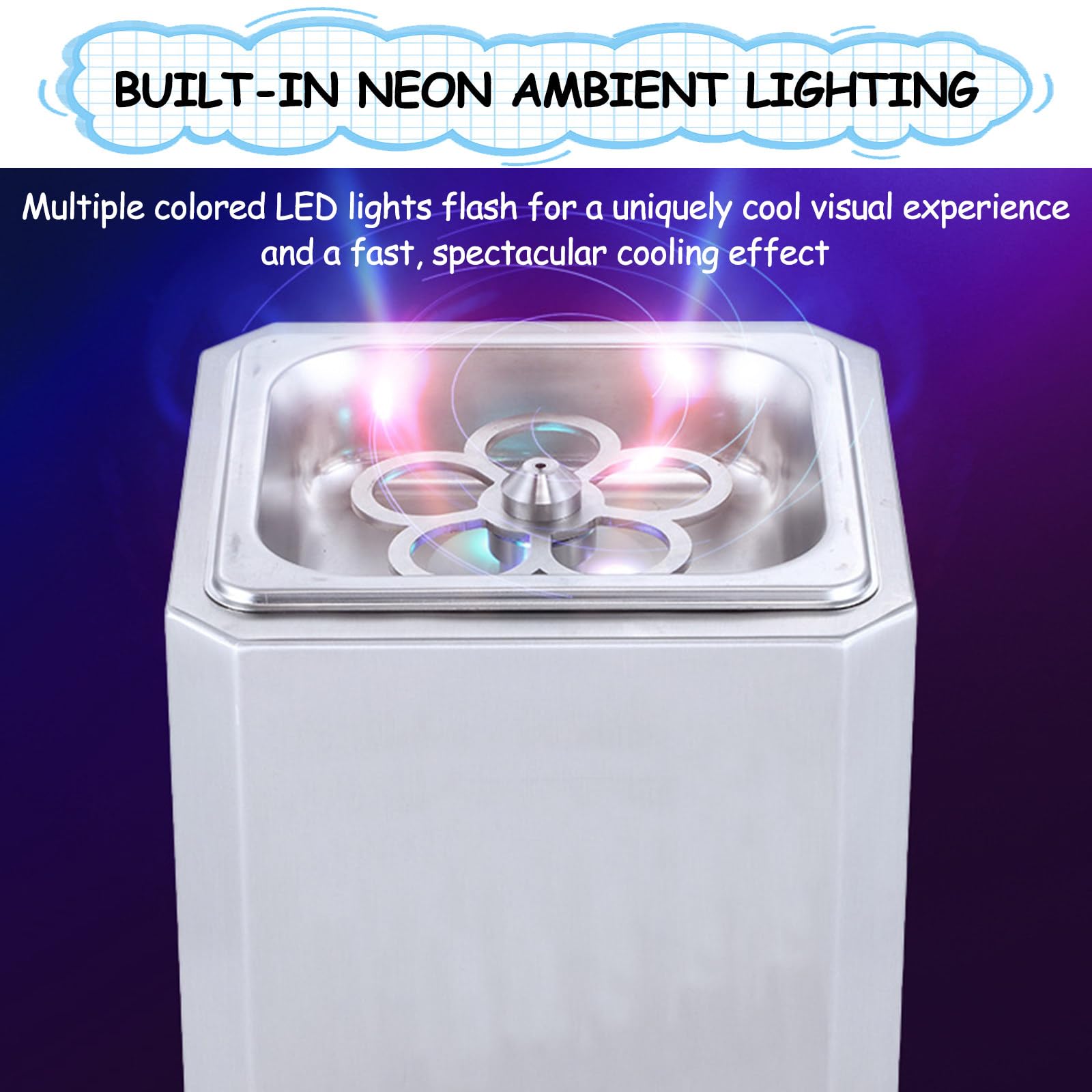 Glas Froster Chiller, Mini CO2 Glas Gefrierschrank für Wein, Cocktails & Bier, friert Gläser bis -45°C ein, LED-Neonlicht, ideal für Mixgetränke und Partys
