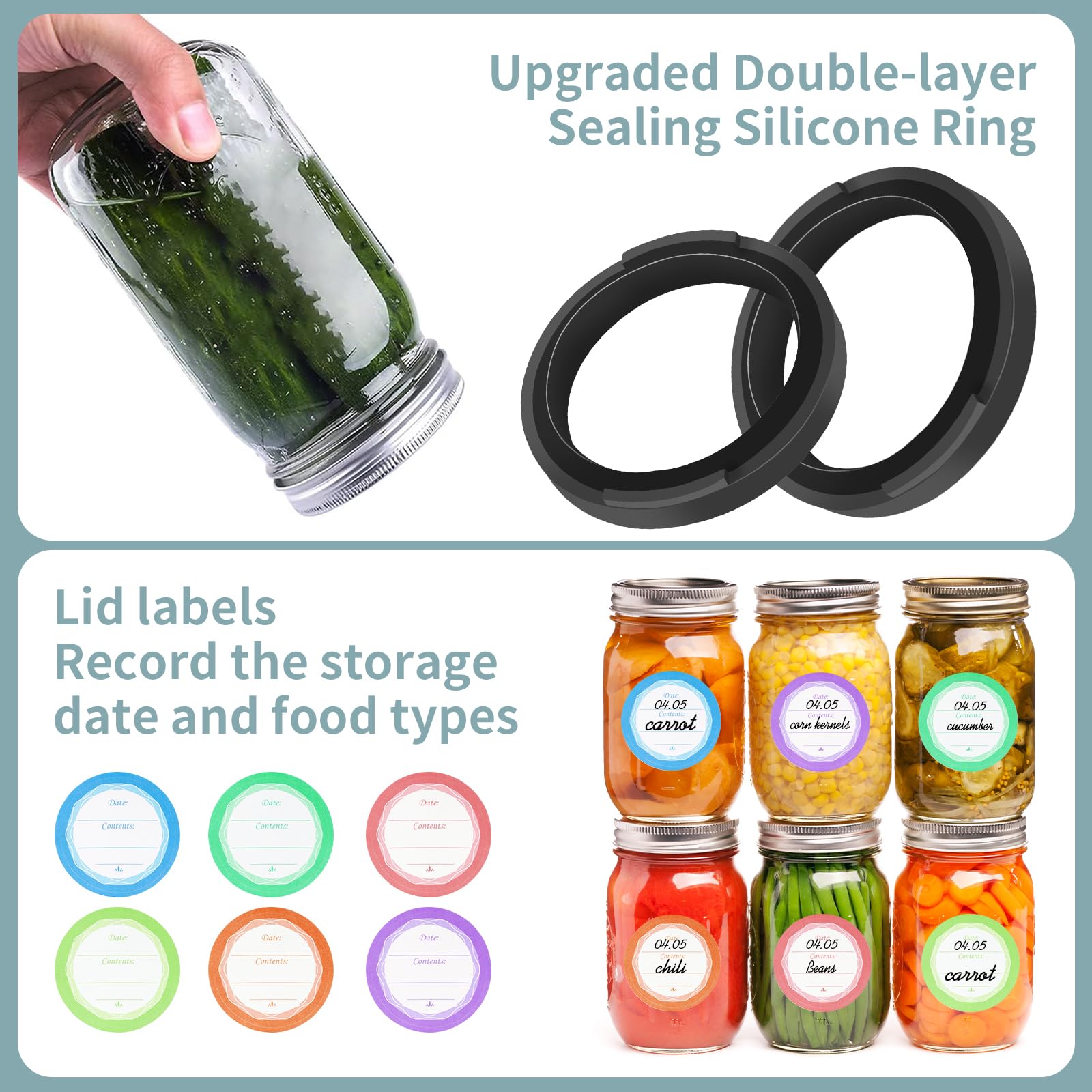 Mason Genie Vacuum Sealer Kit for Mason Jars, Compatible with Wide & Regular Mouth, Food Storage Vacuum Sealing System for Dry & Liquid Foods (Black) — view 4