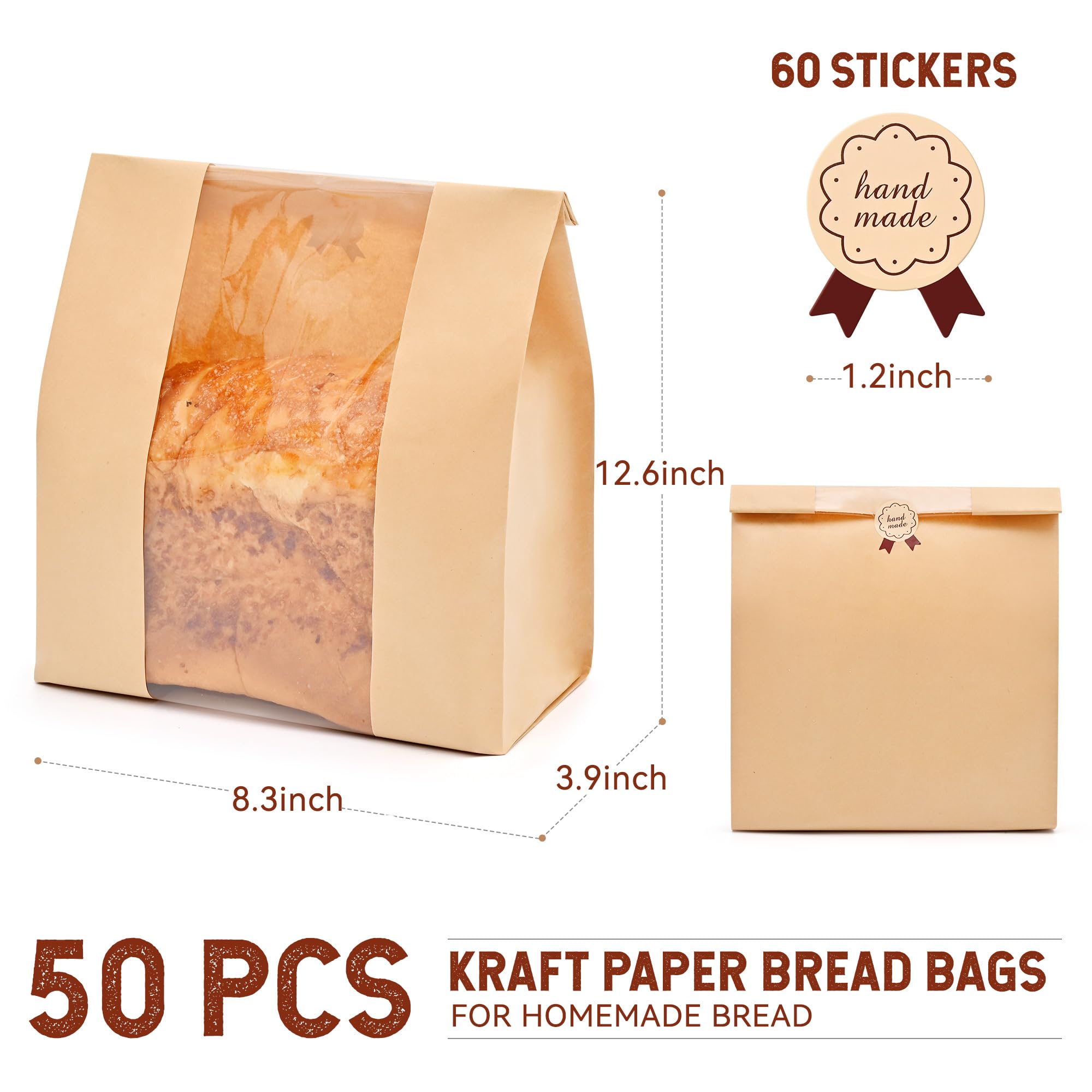 Bread Storage 70 Pcs Bread Bags For Homemade Bread - Large Kraft Paper Bread E 710623