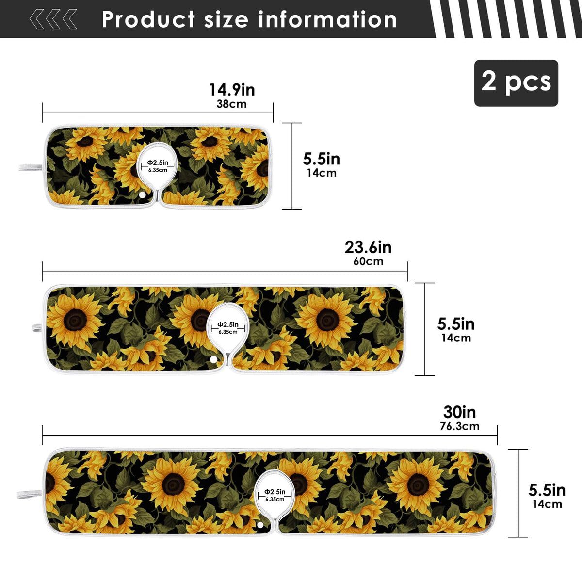 FULUHUAPIN 2 Pack Sunflowers Kitchen Faucet Splash Catcher Absorbent Mat, Polyester Sponges Machine Washable Quick Dry Drying Mat, Sink Accessories 14'' x 5'' 20323966