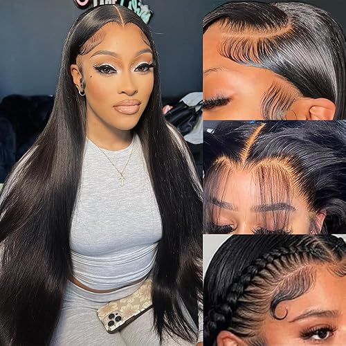 Miniatura 8 de Pazat Pelucas de cabello humano corto ondulado con encaje frontal para mujer, pelucas de cabello humano HD de 13 x 4, sin pegamento, prearrancadas