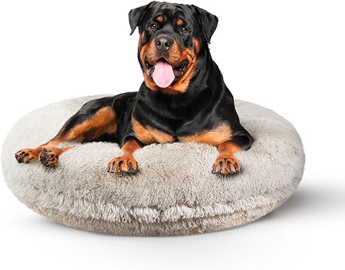 Miniatura 6 de Bessie and Barnie Bagel - Cama para perro de piel sintética extra afelpada - Cama circular para perro - Forro impermeable y funda lavable extraíble