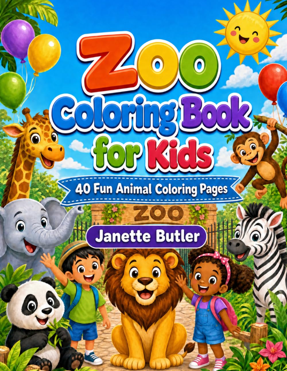 Zoo Coloring Book for Kids: 40 Fun Animal Coloring Pages
