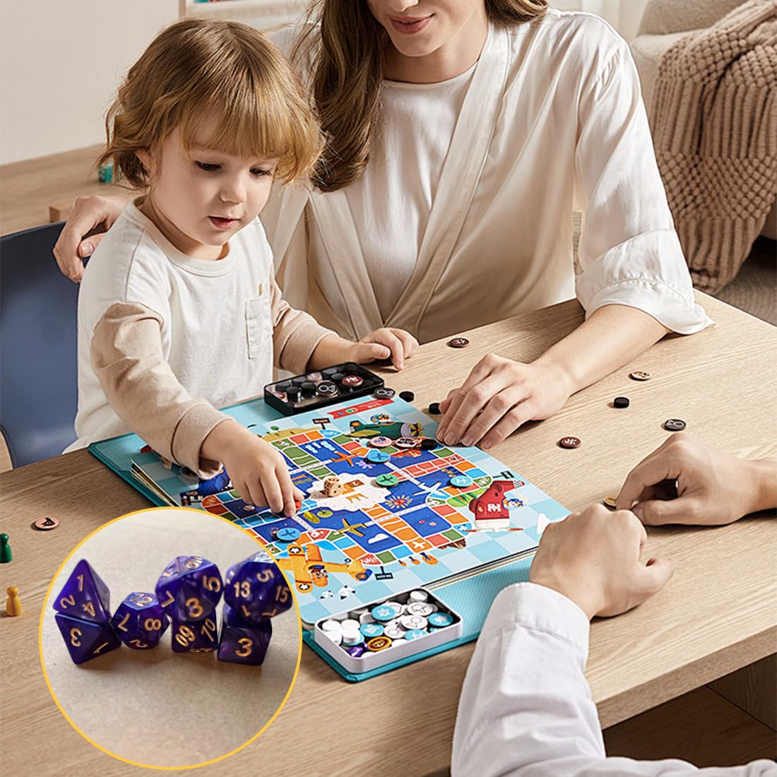 Set da 4 da 28 pezzi di dadi poliedrici colorati, dadi da gioco con 4 sacchetti con cordino per Dungeons & Dragons DND RPG MTG Giochi da Tavolo