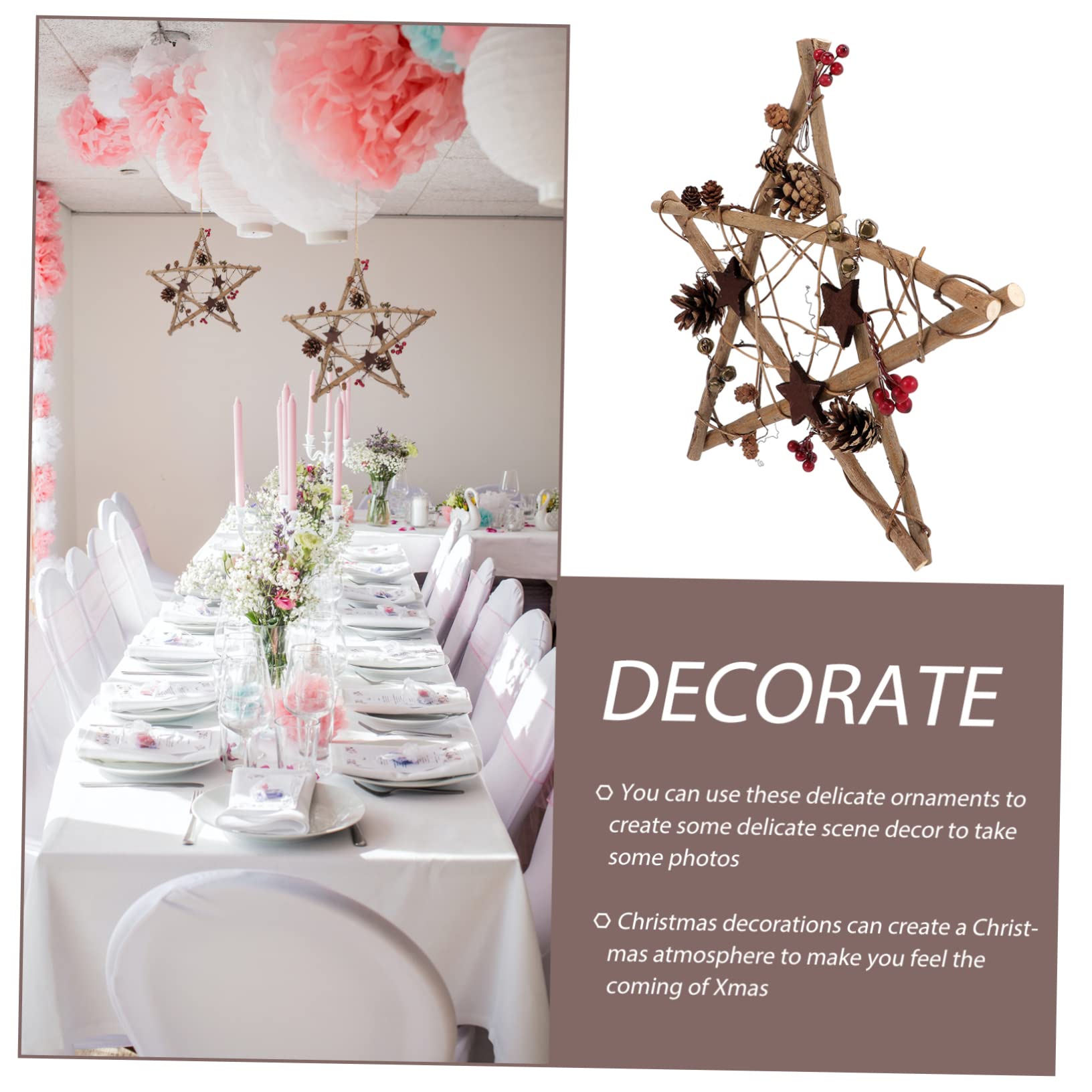 Cabilock Decorazione Forma di Stella per Albero di Natale Ciondolo da Appendere Ornamento Natalizio in Materiale Sicuro e Robusto Adatto per Decorare Albero di Natale Porta Muro e Altri