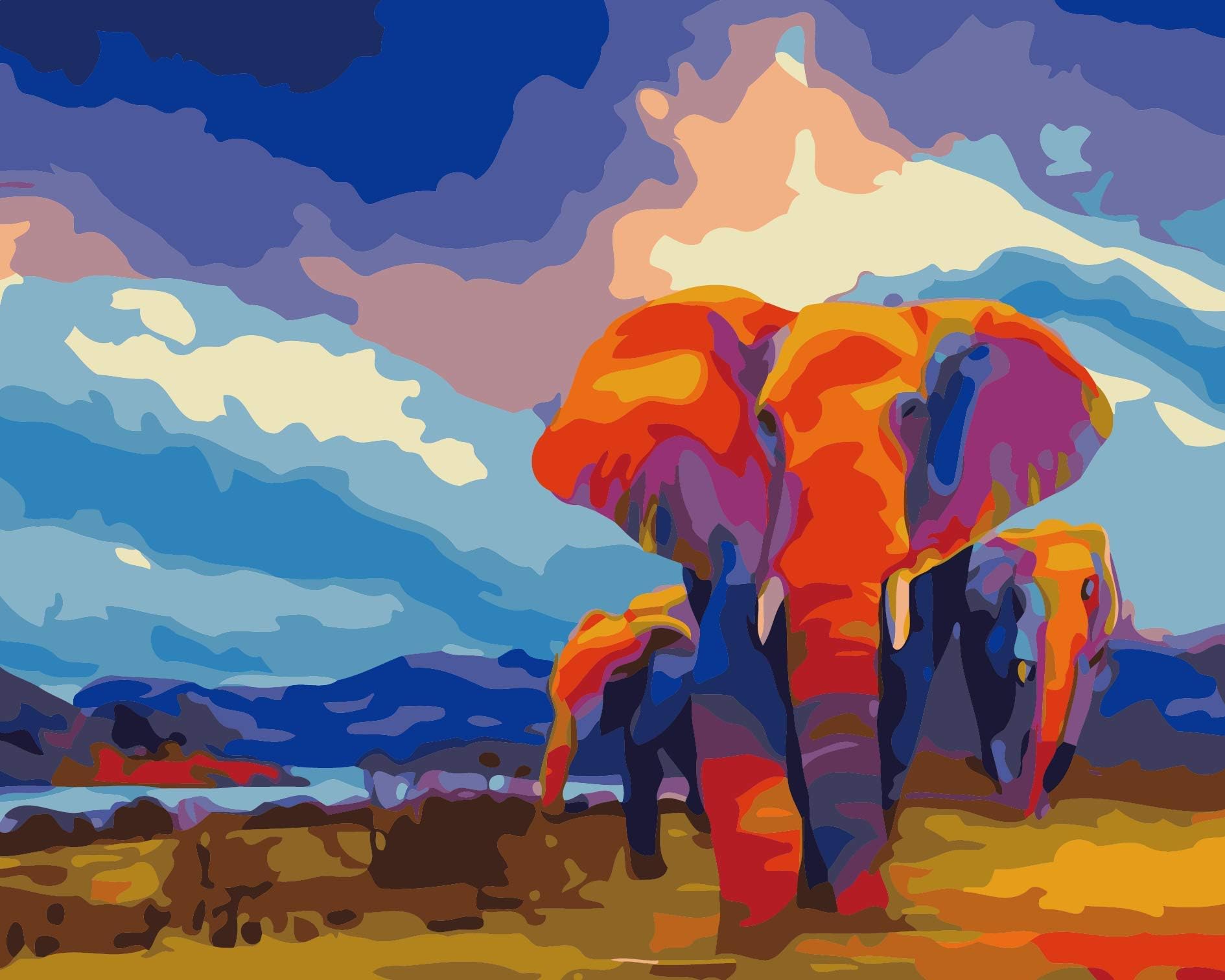 DIY Painting by Numbers for Adults, Paint by Number Kit On Canvas for Beginners, New Painters, Gift Package from SEASON (Elephant)
