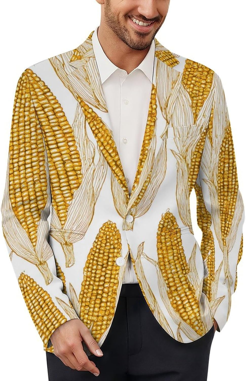Yellow Corn Suits Blazer for Men Business Tuxedo Jacket Buttons Sport Coat