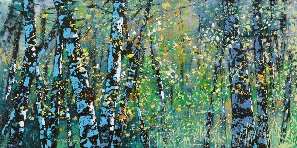 Giant Art One Piece Huge Modern Trees Giclee Canvas Print for Office Home Wall Decor with an Easy DIY Stretcher 72 X 36 Inches