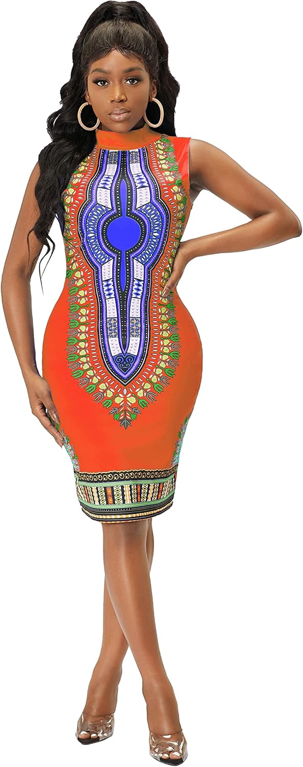 Womens African Attir Bohemian Dashiki Traditional Tribal Vintage Ethnic Midi Dresses - Image 4