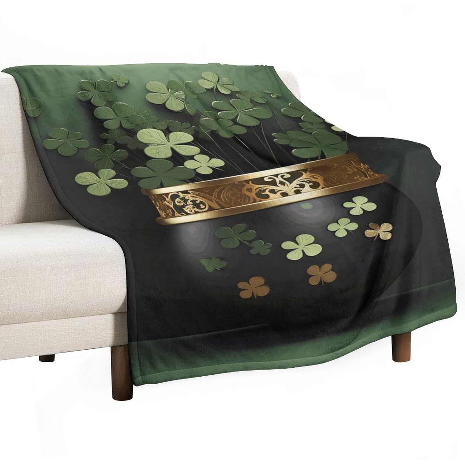 Couverture flanelle motif végétal pour ne plus avoir froid sur le canapé en hiver