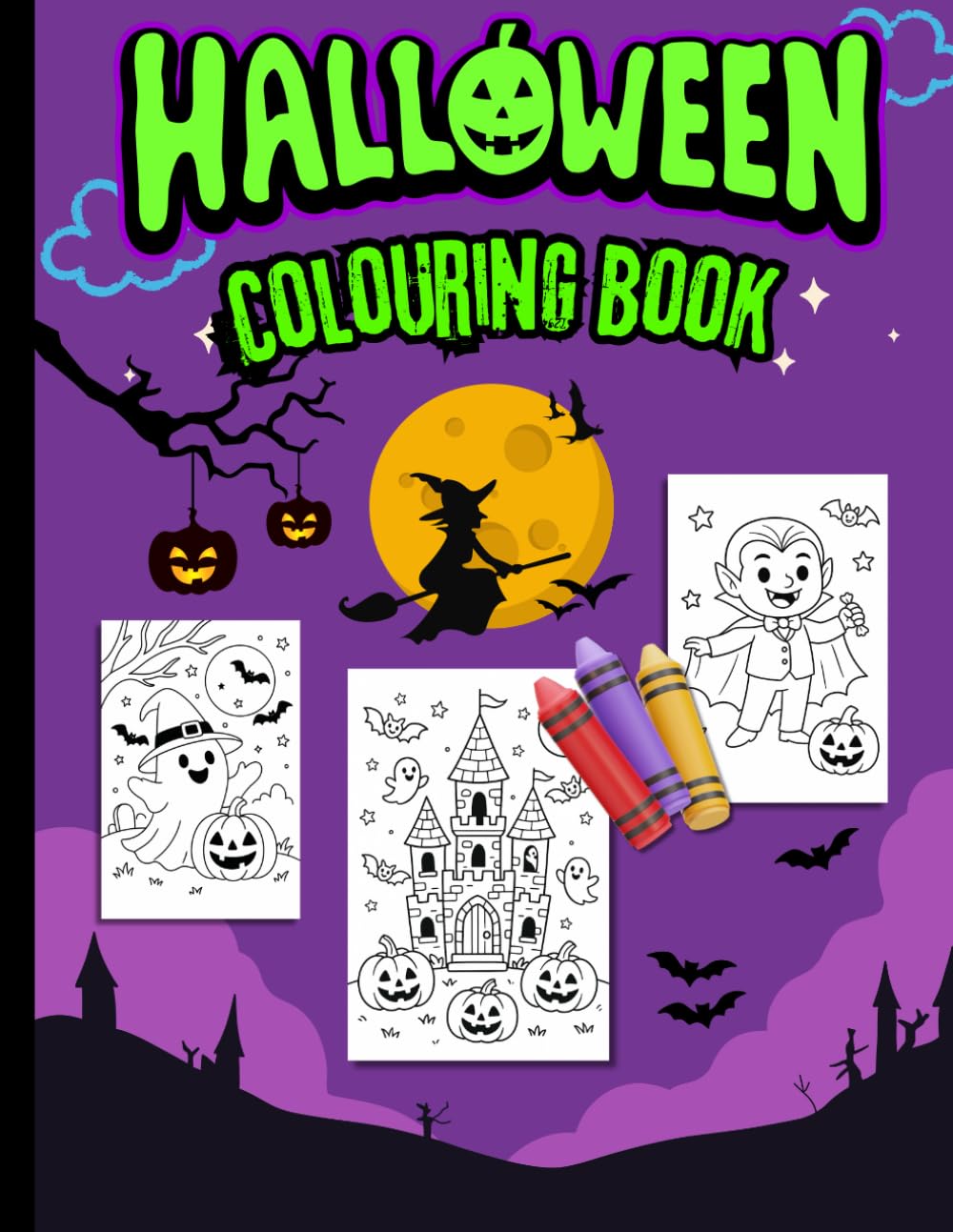 Kids spooky halloween Coloring Book Cute & Spooky Designs (Pumpkins, Ghosts, & More)