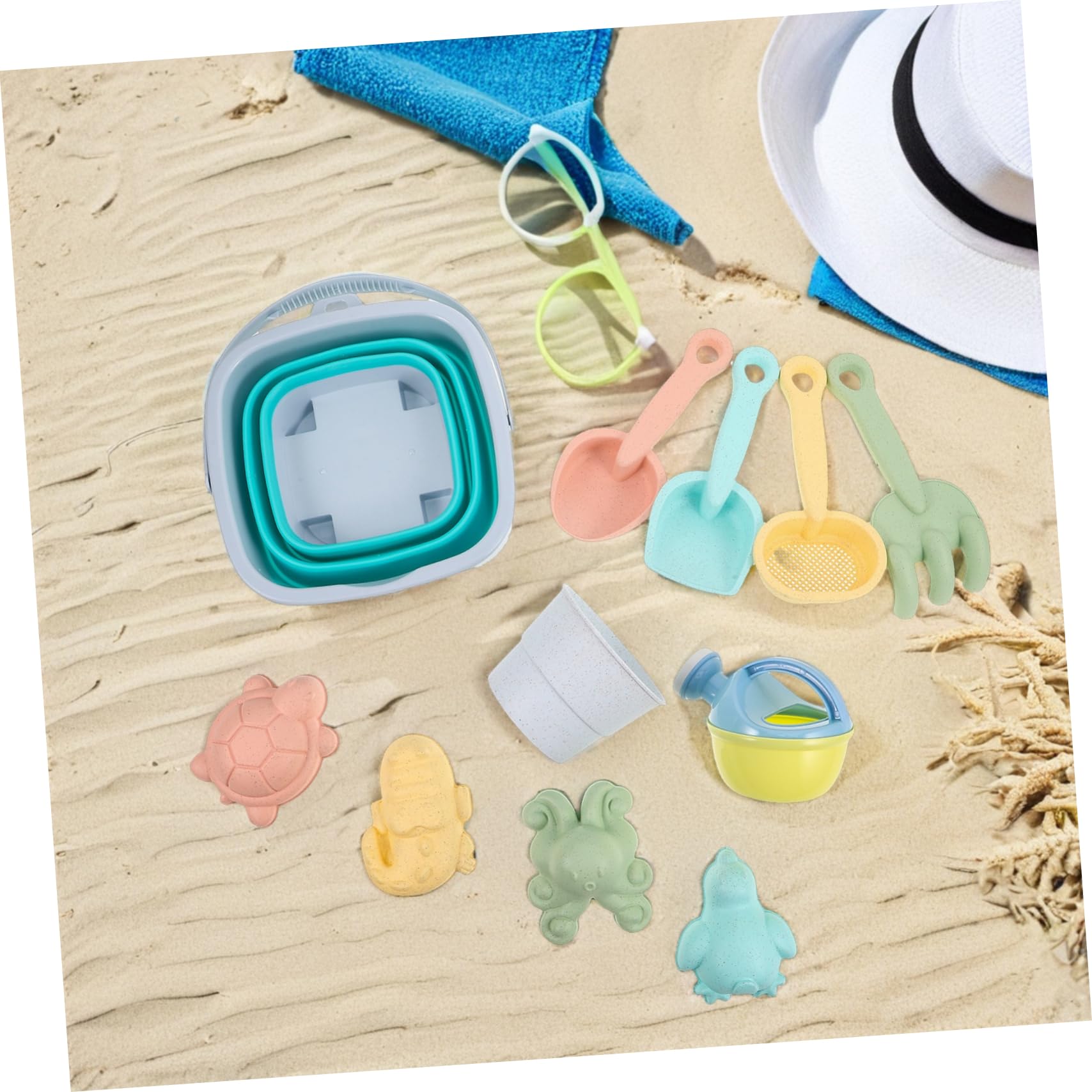 GALPADA Juguetes de Playa para Cubo Plegable con Palas y Rastrillo Juego para Areneros Jardines y Actividades de Verano