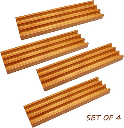 Miniatura 9 de Exqline Bandejas de dominó de madera (juego de 4) – Soporte de azulejos de dominó premium para juegos de dominó de tren mexicano – Dominó no incluido