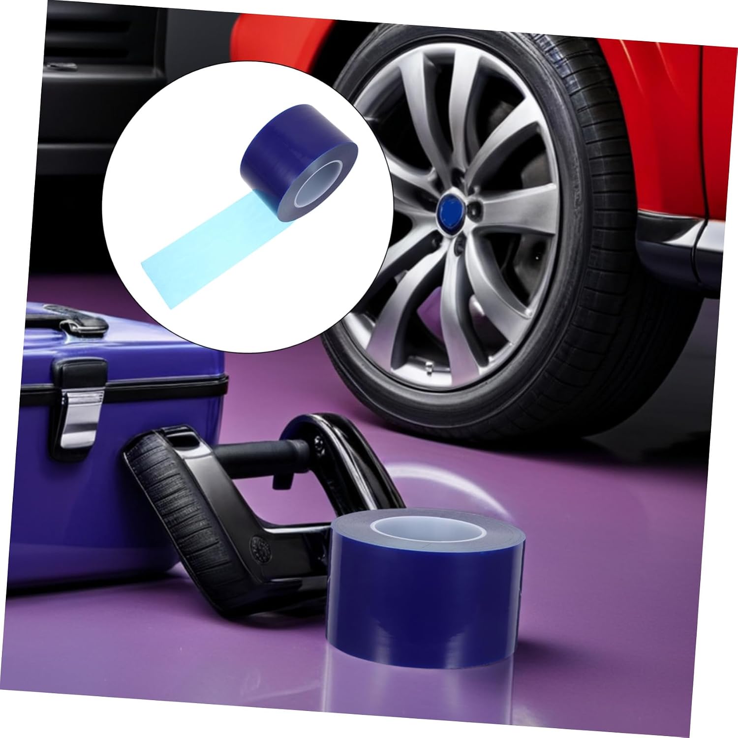 Zerodeko Rim Protection Film for Car Wheels, Blue Pe Self-Adhesive Tape 8cm X 200m, High Adhesion Tubeless Bike Tire Rim Protector Strip for Automotive Wheel Care