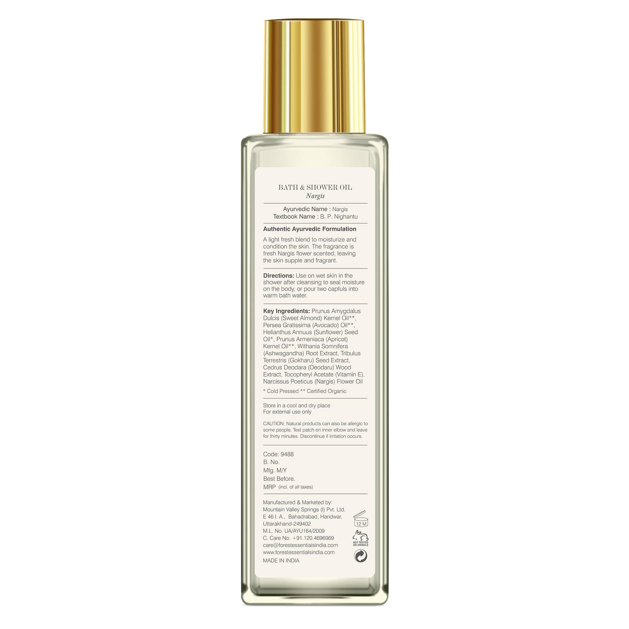 Forest Essentials Nargis Huile hydratante pour bain et douche 200 ml