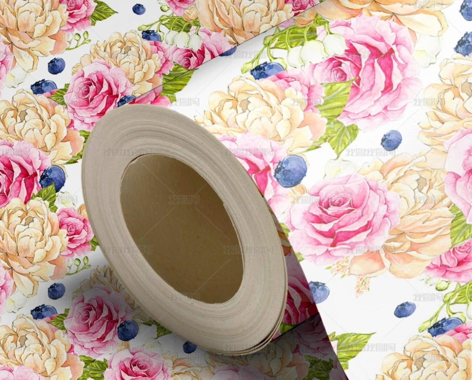 Papier peint autocollant fleurs jaune rouge vinyle adhésif pour meuble 45x600cm