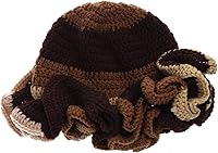 QERPON Handmade Crochet Bucket Hat for Women Teens - Ruffled Brim Windproof Winter Fisherman Hat