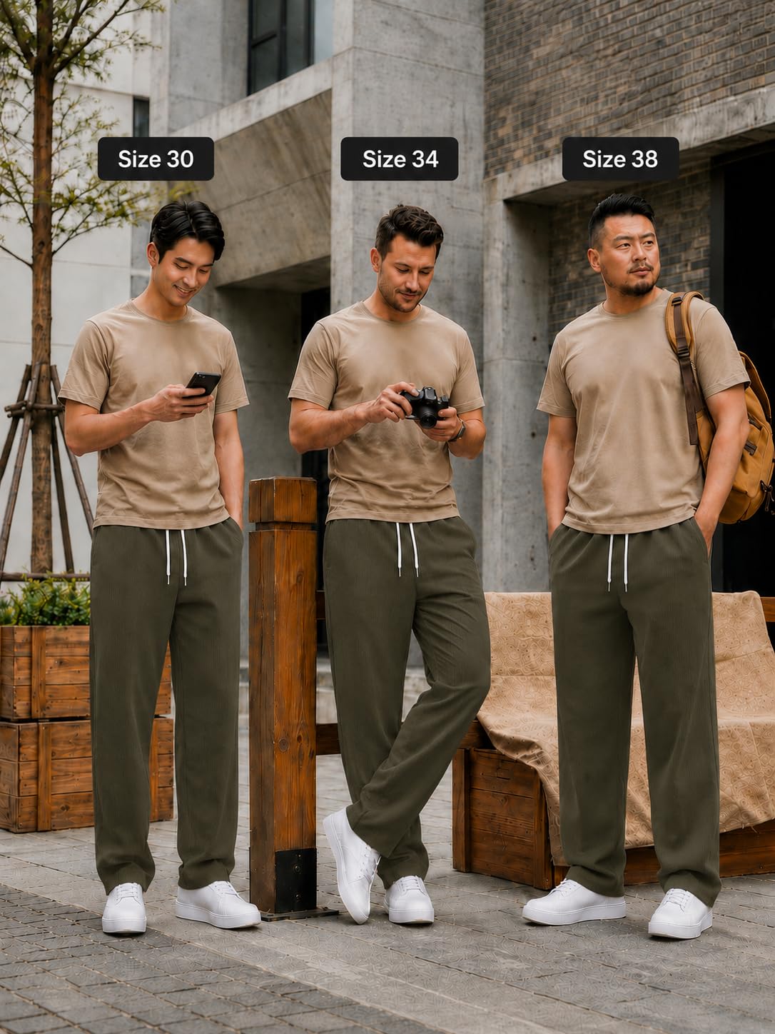 Preneum Men Mid Rise Poly Cotton Loose Fit Trouser || Korean Style Travel & Lounge Wear with Pockets (Available in Plus Size) (Combo Pack of 3) 1