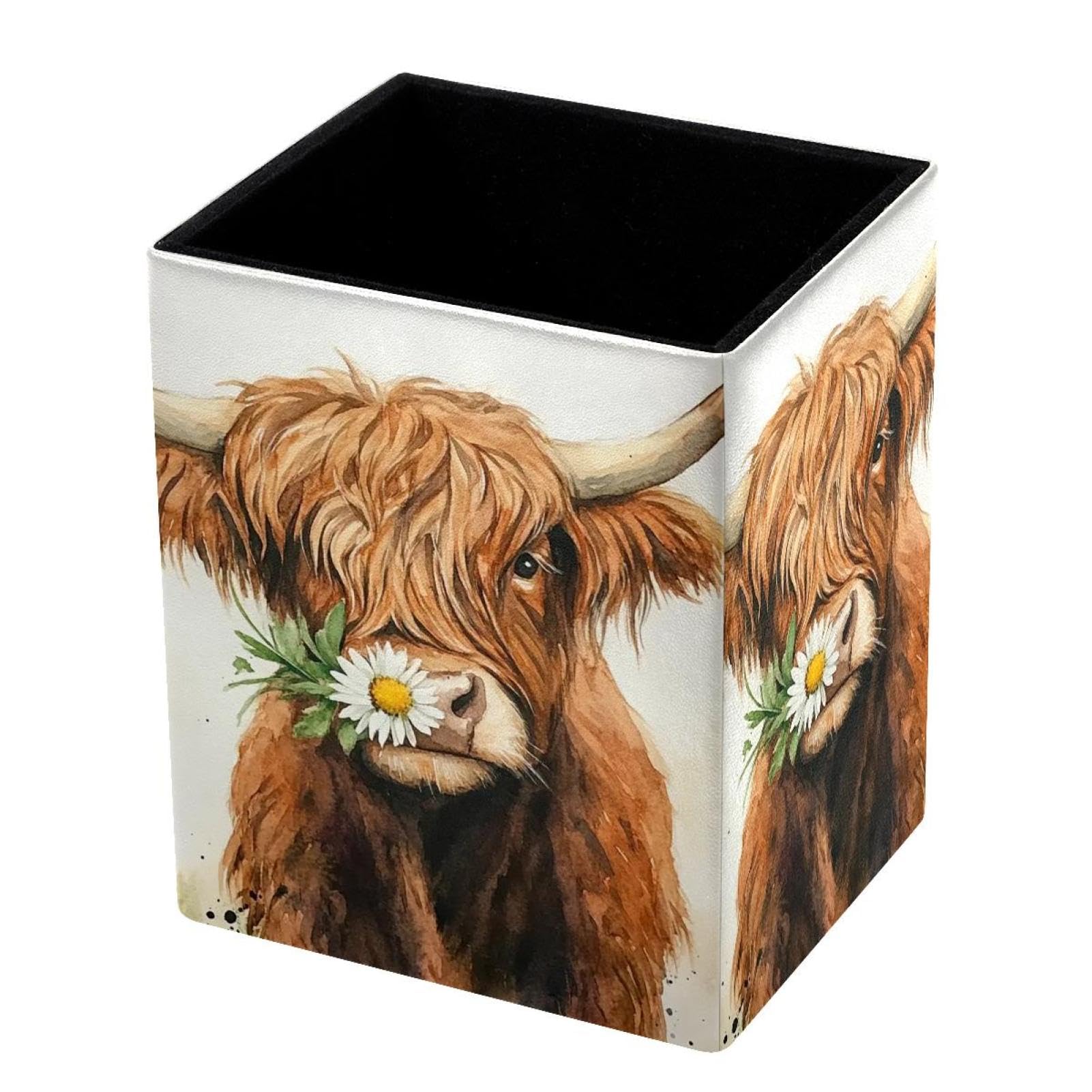 VAPOKF Pencil Holders for Desk, Watercolor Cow Printed Pen Holders Pen Pot Makeup Brushes Storage Desktop Stationery Supplies Organiser for Home Office