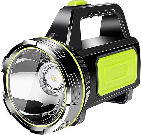 ALLOMN Linterna LED superbrillante, portátil, recargable, linterna de mano de alto rendimiento, linterna LED superbrillante, foco de búsqueda, impermeable, lámpara de camping ligera